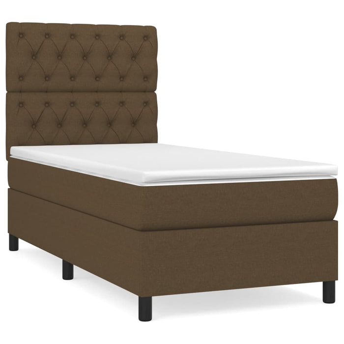 Pat box spring cu saltea, maro închis, 80x200 cm, textil WALTI