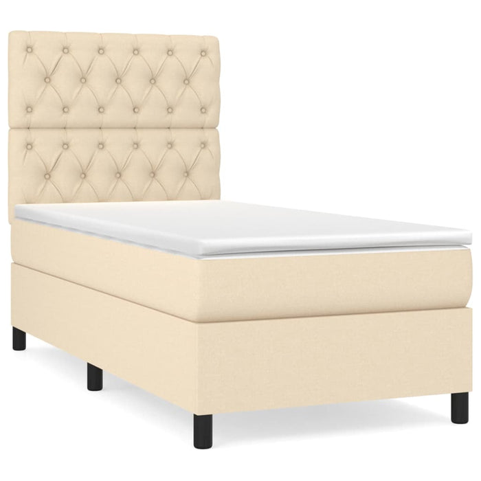 Pat box spring cu saltea, crem, 80x200 cm, textil - WALTI WALTI