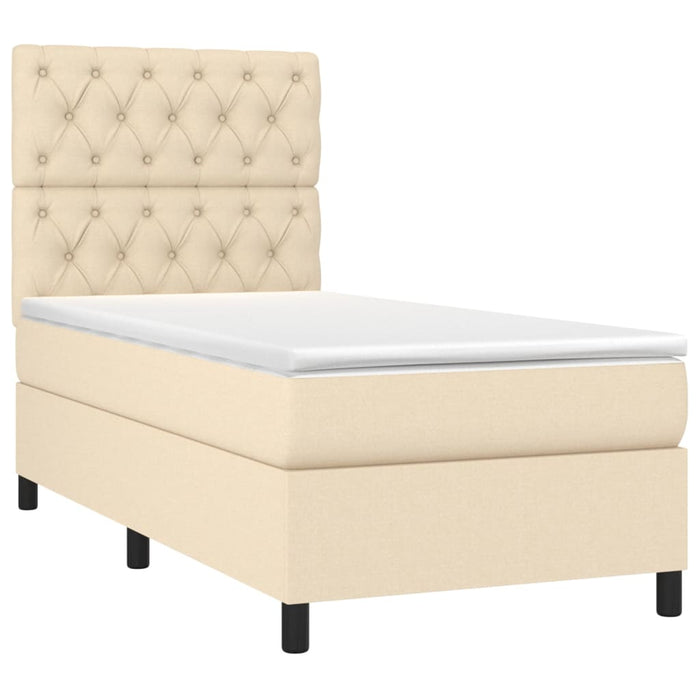 Pat box spring cu saltea, crem, 80x200 cm, textil - WALTI WALTI