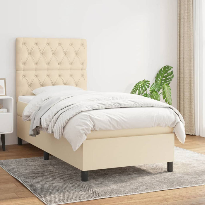 Pat box spring cu saltea, crem, 80x200 cm, textil - WALTI WALTI