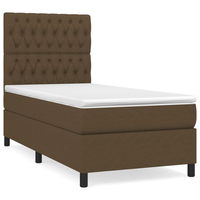 Pat box spring cu saltea, maro închis, 90x190 cm, textil - WALTI WALTI
