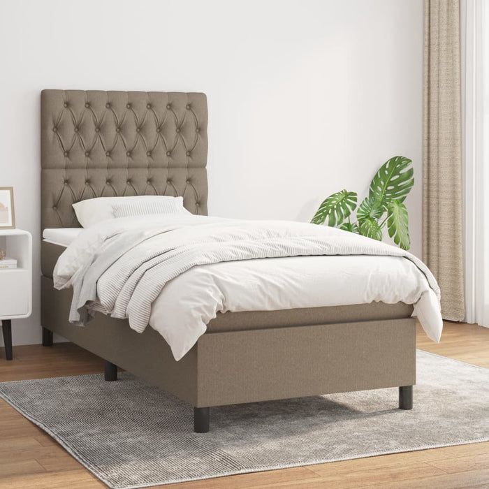 Pat box spring cu saltea, gri taupe, 100x200 cm, textil - WALTI WALTI