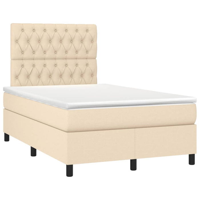 Pat box spring cu saltea, crem, 120x200 cm, textil - WALTI WALTI