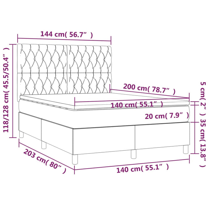 Pat box spring cu saltea, negru, 140x200 cm, textil - WALTI WALTI