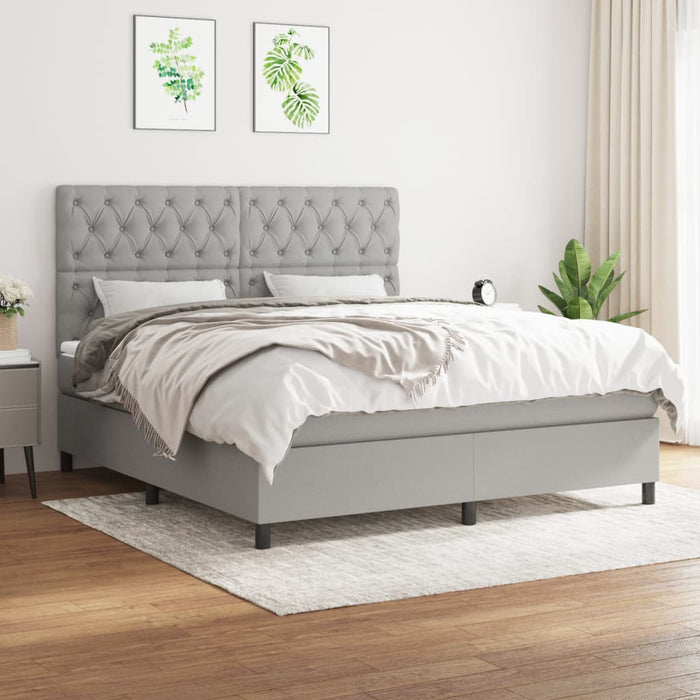 Pat continental cu saltea, gri deschis, 160x200 cm, textil - WALTI WALTI