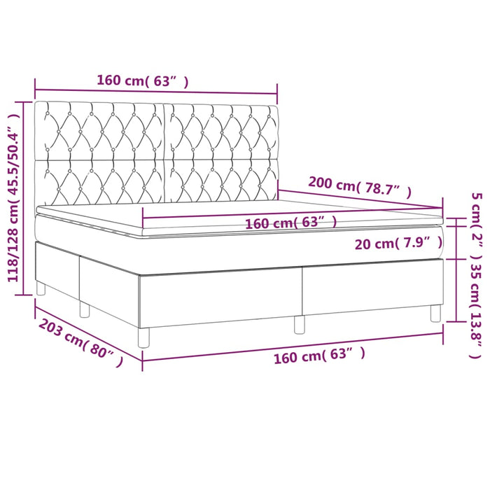 Pat box spring cu saltea, negru, 160x200 cm, textil - WALTI WALTI