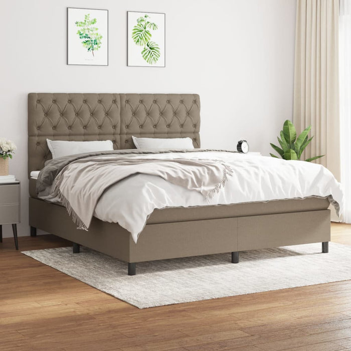 Pat box spring cu saltea, gri taupe, 160x200 cm material textil - WALTI WALTI