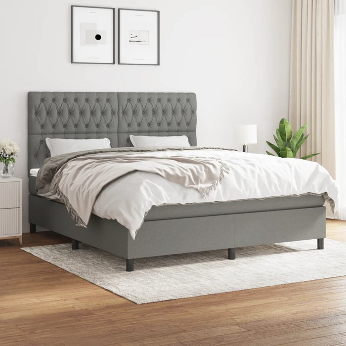 Pat box spring cu saltea, gri închis, 180x200 cm, textil - WALTI WALTI
