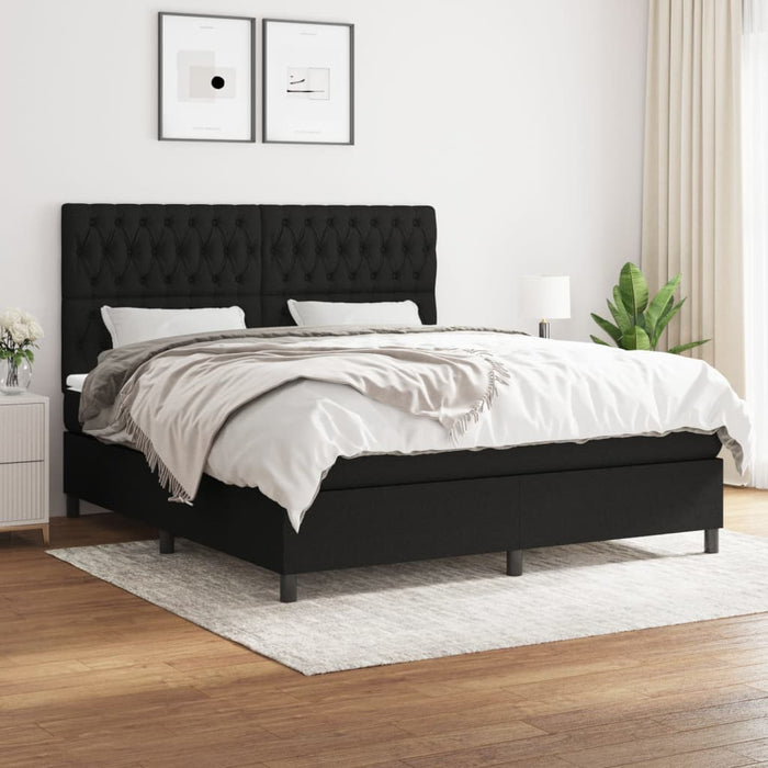 Pat box spring cu saltea, negru, 180x200 cm, catifea - WALTI WALTI