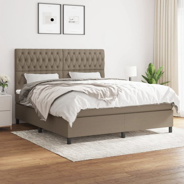 Pat continental cu saltea, gri taupe, 180x200 cm, textil - WALTI WALTI