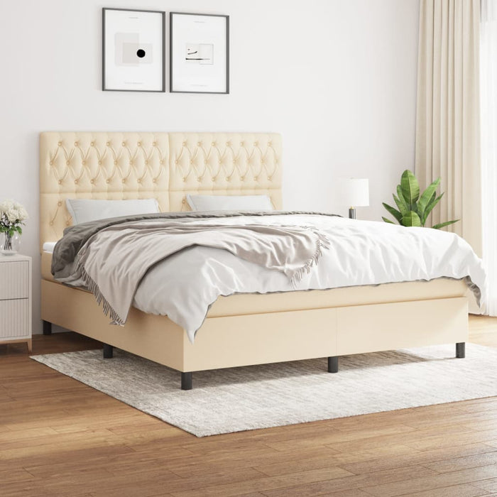 Pat continental cu saltea, crem, 180x200 cm, textil - WALTI WALTI