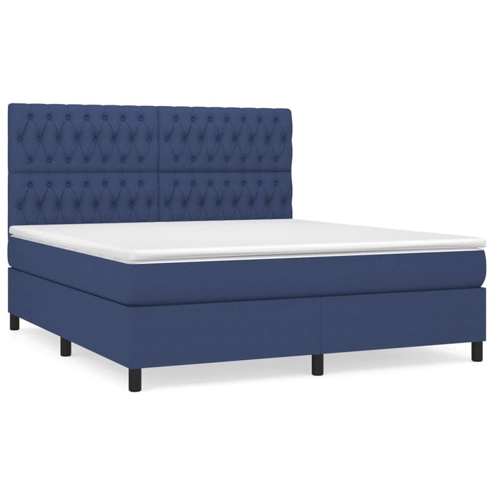 Pat box spring cu saltea, albastru, 180x200 cm, material textil - WALTI WALTI