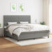 Pat box spring cu saltea, gri închis, 200x200 cm, textil - WALTI WALTI