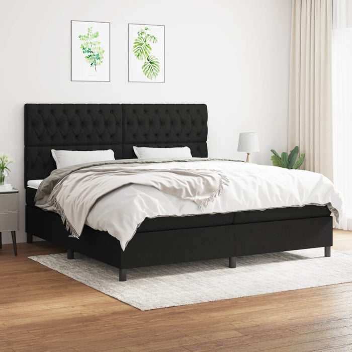 Pat box spring cu saltea, negru, 200x200 cm, textil - WALTI WALTI