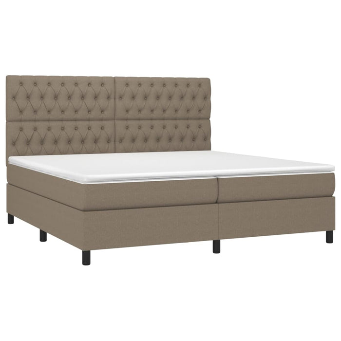 Pat box spring cu saltea, gri taupe, 200x200 cm, textil - WALTI WALTI