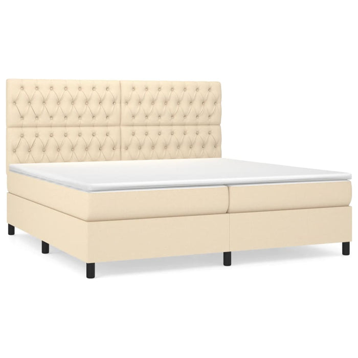 Pat box spring cu saltea, crem, 200x200 cm, textil - WALTI WALTI