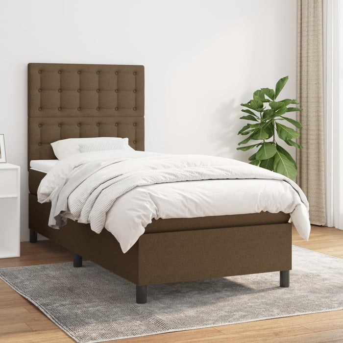 Pat box spring cu saltea, maro închis, 80x200 cm, textil - WALTI WALTI