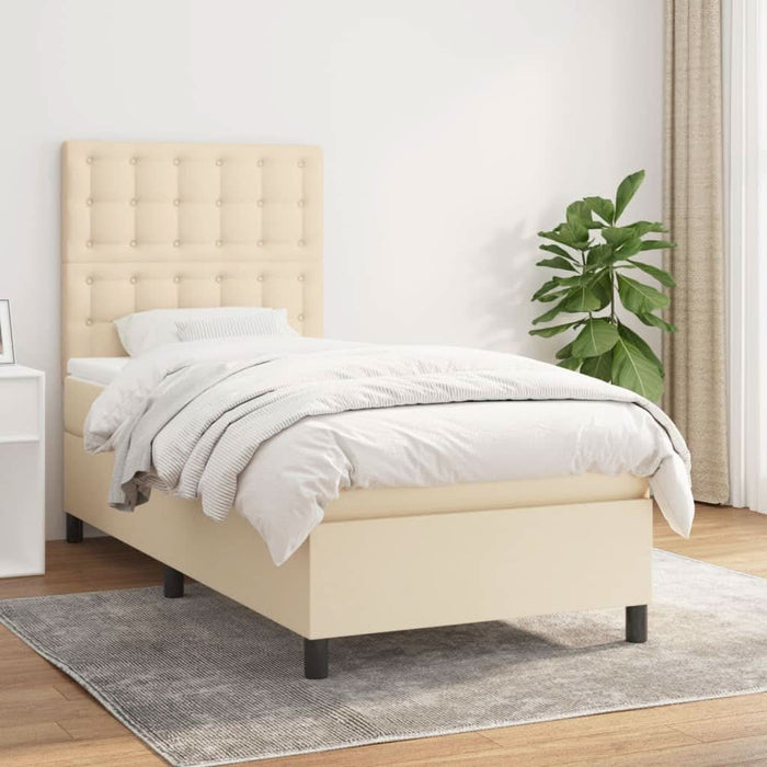 Pat box spring cu saltea, crem, 80x200 cm, textil - WALTI WALTI