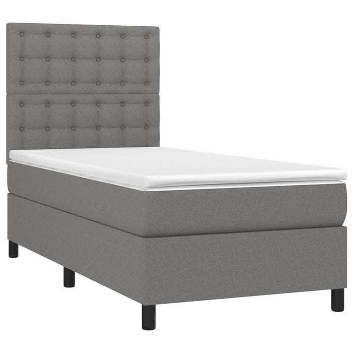 Pat box spring cu saltea, gri închis, 90x190 cm, textil - WALTI WALTI
