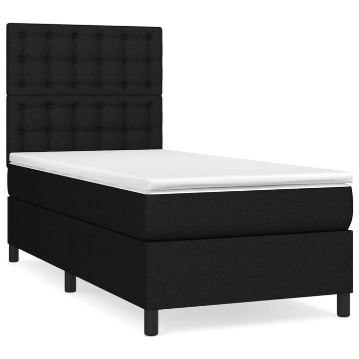Pat box spring cu saltea, negru, 90x190 cm, textil - WALTI WALTI