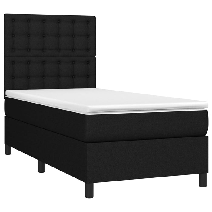 Pat box spring cu saltea, negru, 90x190 cm, textil - WALTI WALTI