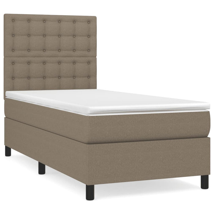 Pat box spring cu saltea, gri taupe, 90x190 cm, textil - WALTI WALTI
