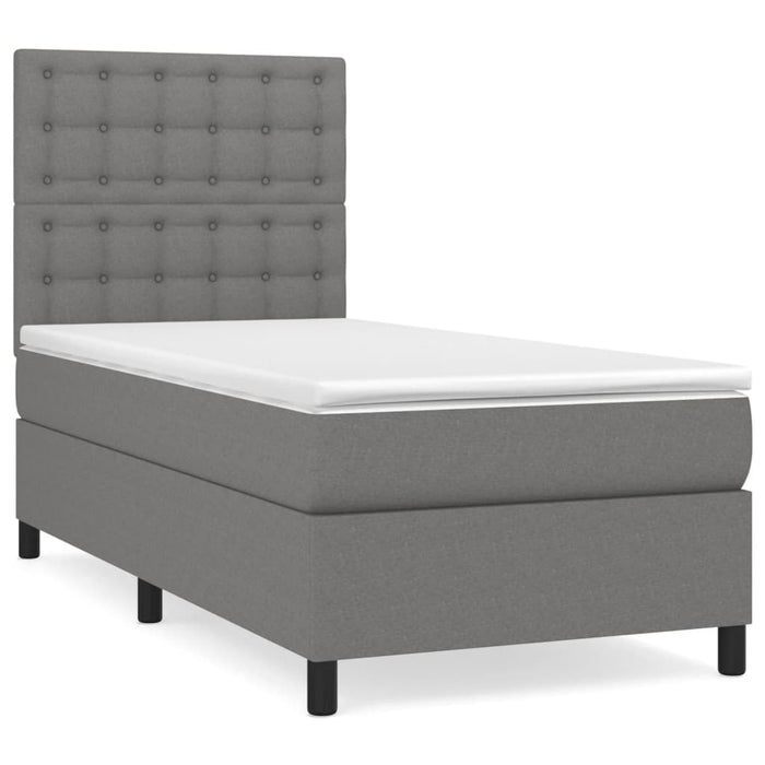Pat box spring cu saltea, gri închis, 90x200 cm, textil - WALTI WALTI