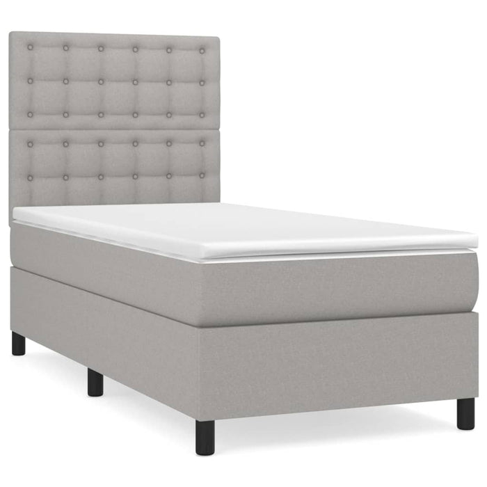 Pat box spring cu saltea, gri deschis, 100x200 cm, textil - WALTI WALTI