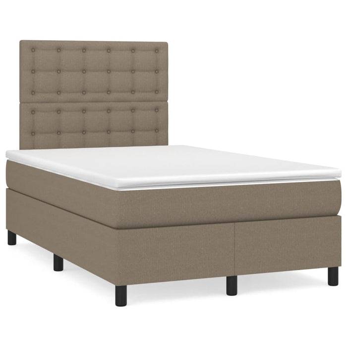 Pat box spring cu saltea, gri taupe, 120x200 cm, textil WALTI