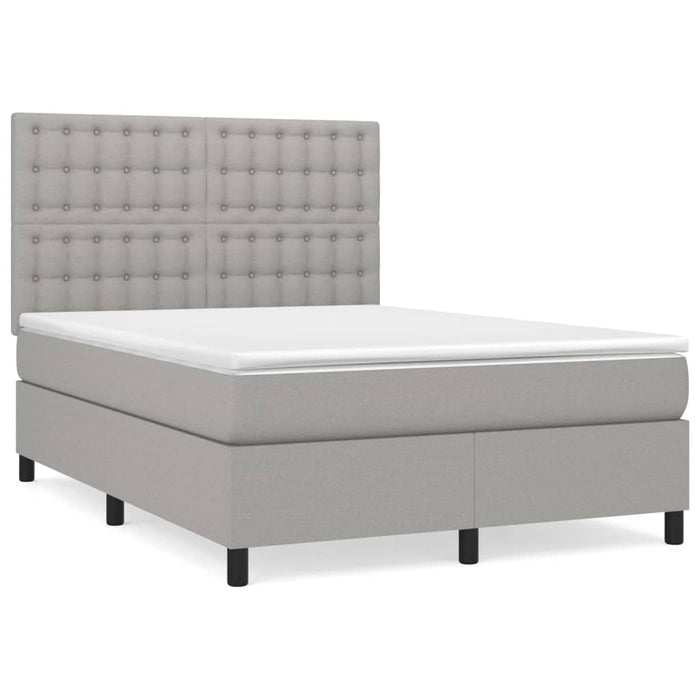 Pat box spring cu saltea, gri deschis, 140x190 cm, textil - WALTI WALTI