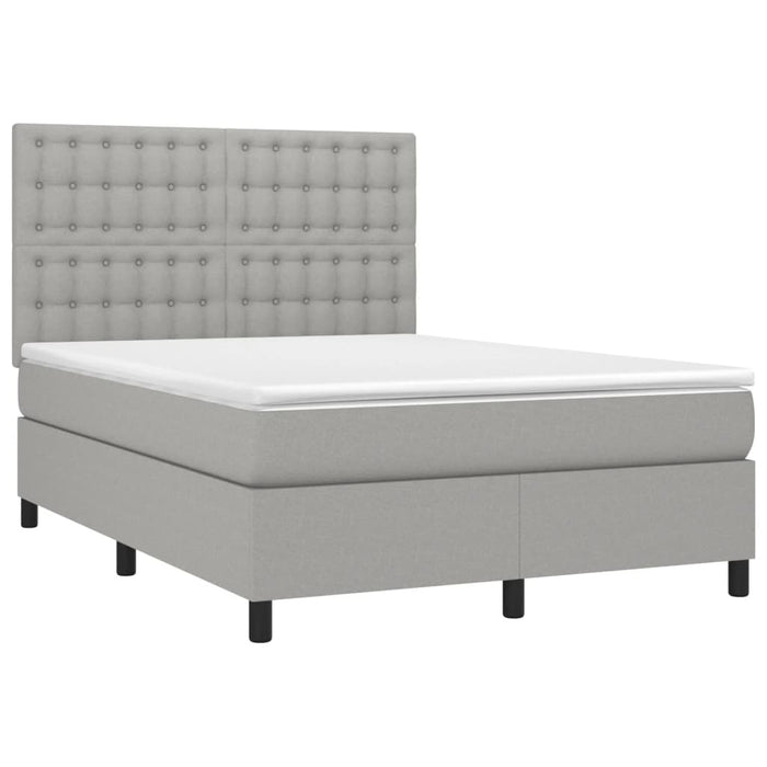 Pat box spring cu saltea, gri deschis, 140x190 cm, textil - WALTI WALTI