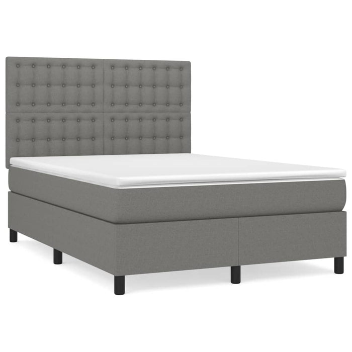 Pat box spring cu saltea, gri închis, 140x200 cm, textil - WALTI WALTI