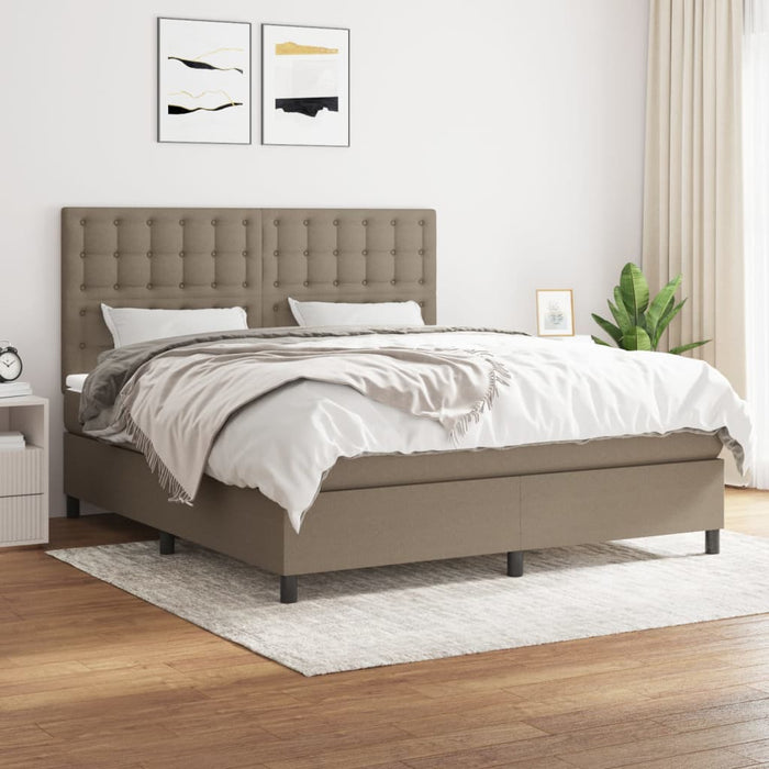 Pat box spring cu saltea, gri taupe, 160x200 cm material textil - WALTI WALTI