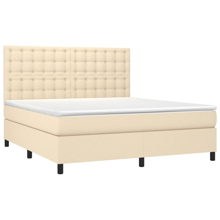 Pat box spring cu saltea, crem, 160x200 cm, material textil - WALTI WALTI