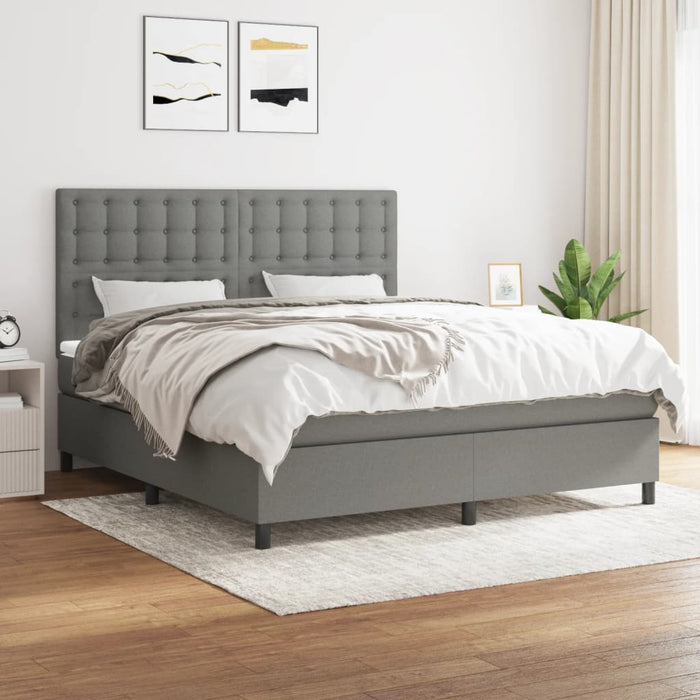 Pat box spring cu saltea, gri închis, 180x200 cm, textil - WALTI WALTI