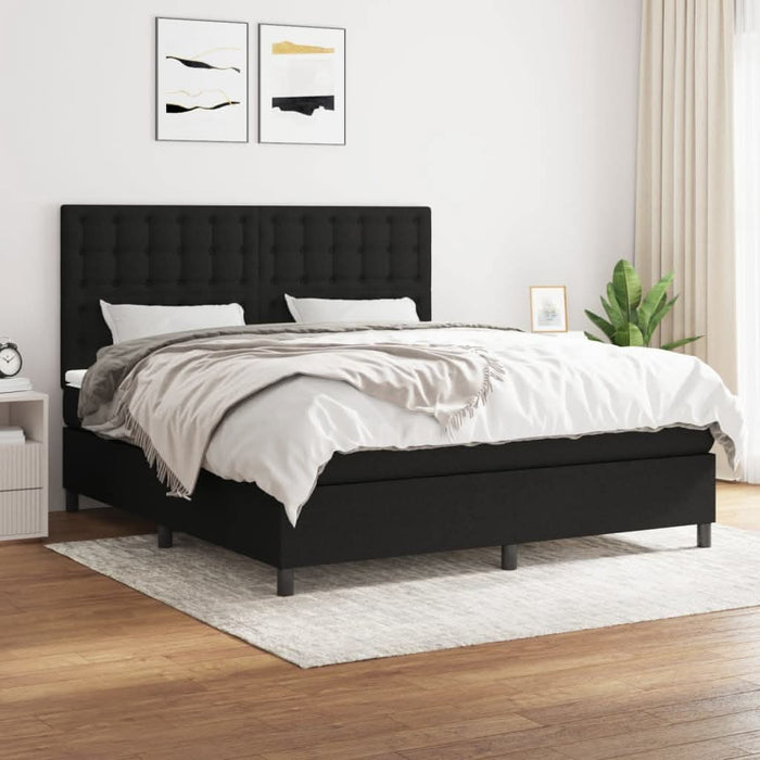 Pat box spring cu saltea, negru, 180x200 cm, catifea - WALTI WALTI