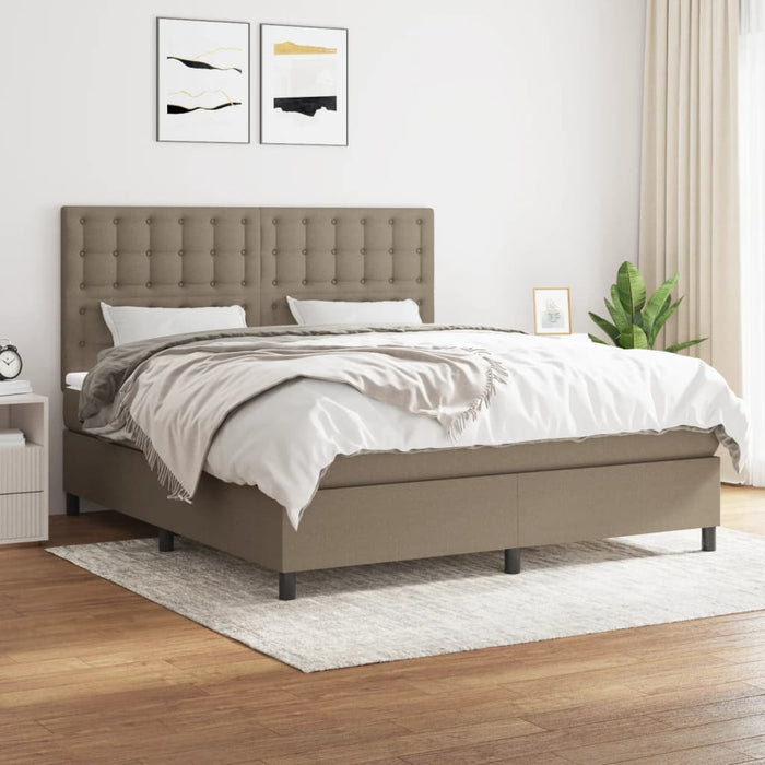 Pat continental cu saltea, gri taupe, 180x200 cm, textil - WALTI WALTI