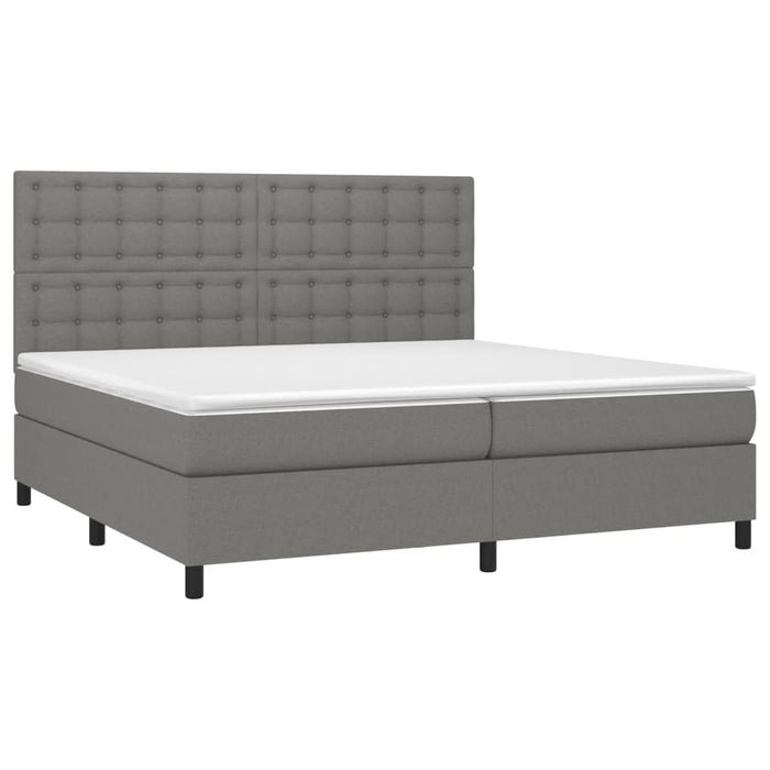 Pat box spring cu saltea, gri închis, 200x200 cm, textil - WALTI WALTI
