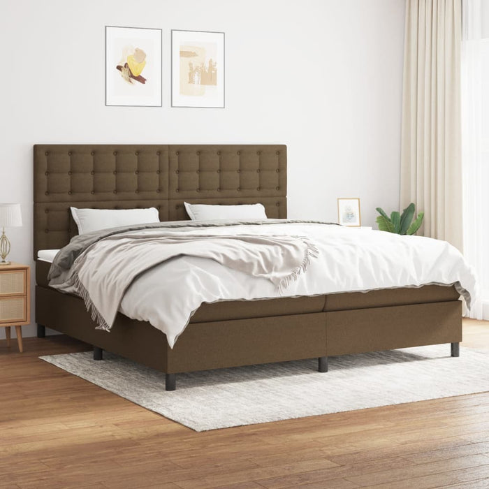 Pat box spring cu saltea, maro închis, 200x200 cm, textil - WALTI WALTI