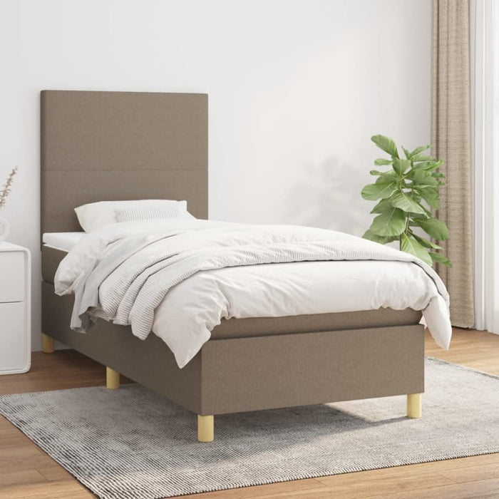 Pat box spring cu saltea, gri taupe, 80x200 cm, textil - WALTI WALTI