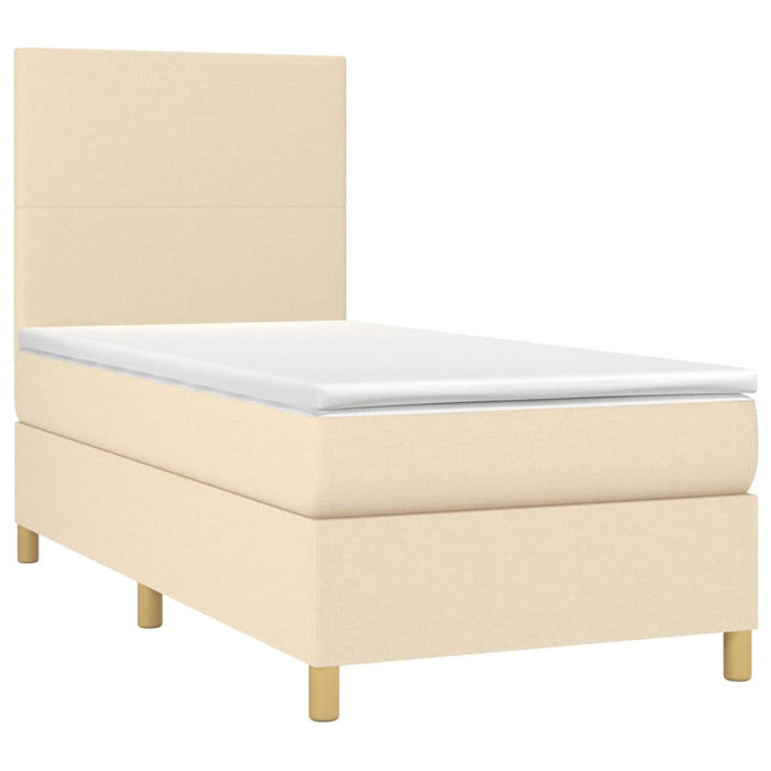 Pat box spring cu saltea, crem, 80x200 cm, textil WALTI
