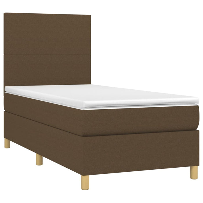 Pat box spring cu saltea, maro închis, 90x190 cm, textil WALTI