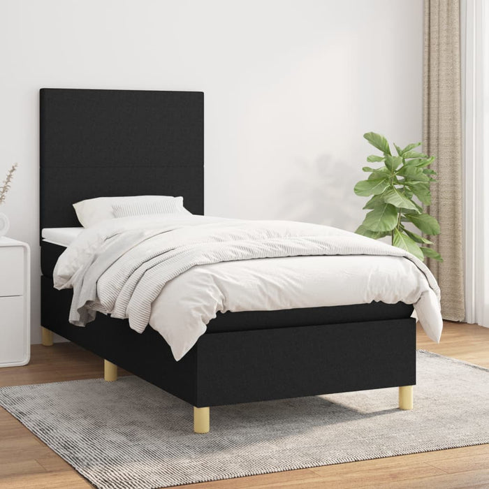 Pat box spring cu saltea, negru, 100x200 cm, textil - WALTI WALTI