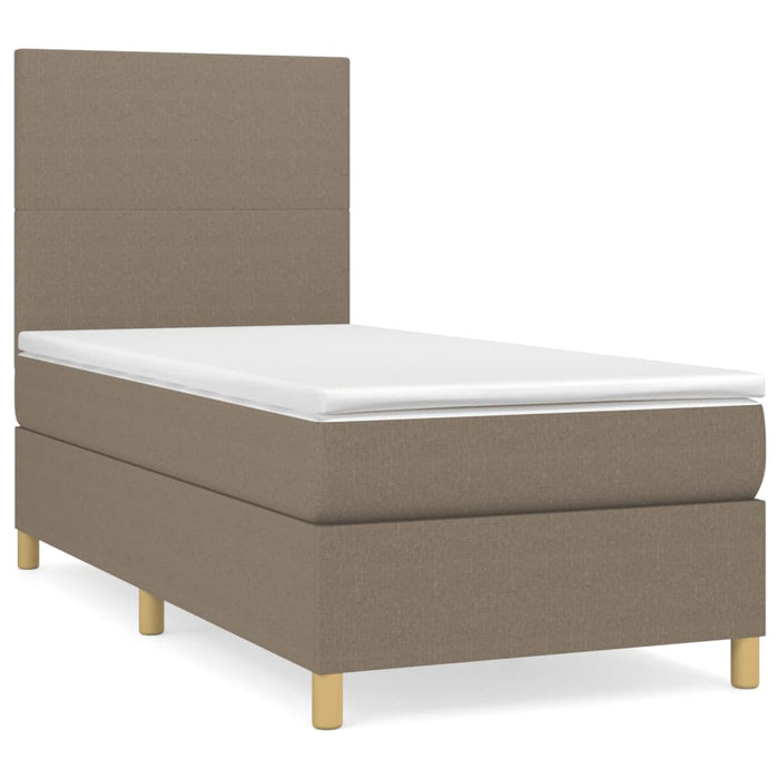 Pat box spring cu saltea, gri taupe, 100x200 cm, textil - WALTI WALTI