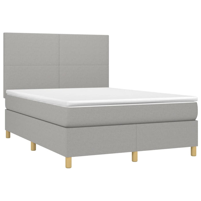 Pat box spring cu saltea, gri deschis, 140x190 cm, textil - WALTI WALTI
