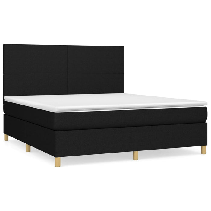 Pat box spring cu saltea, negru, 160x200 cm, textil - WALTI WALTI