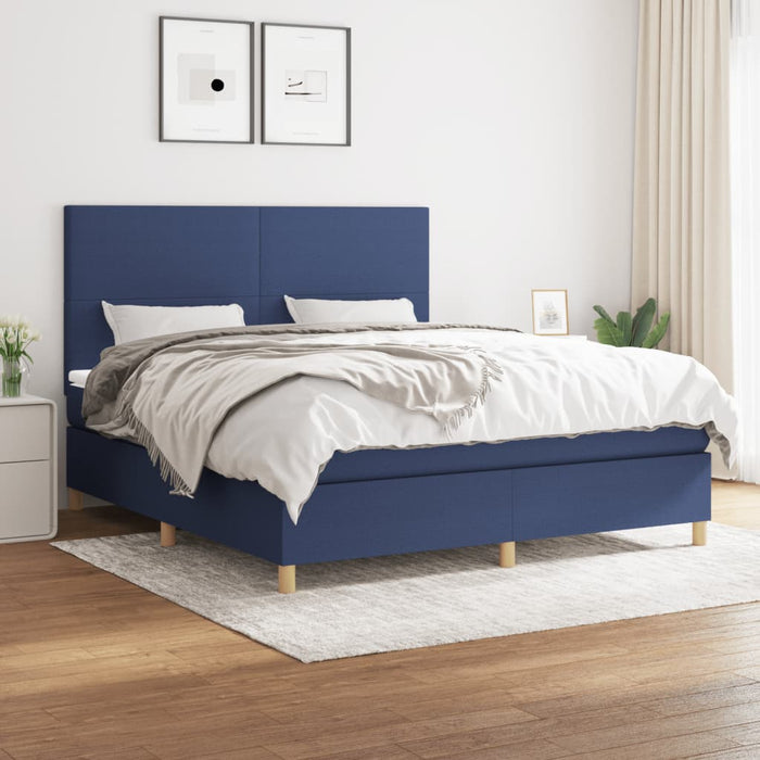 Pat continental cu saltea, albastru, 160x200cm, material textil - WALTI WALTI