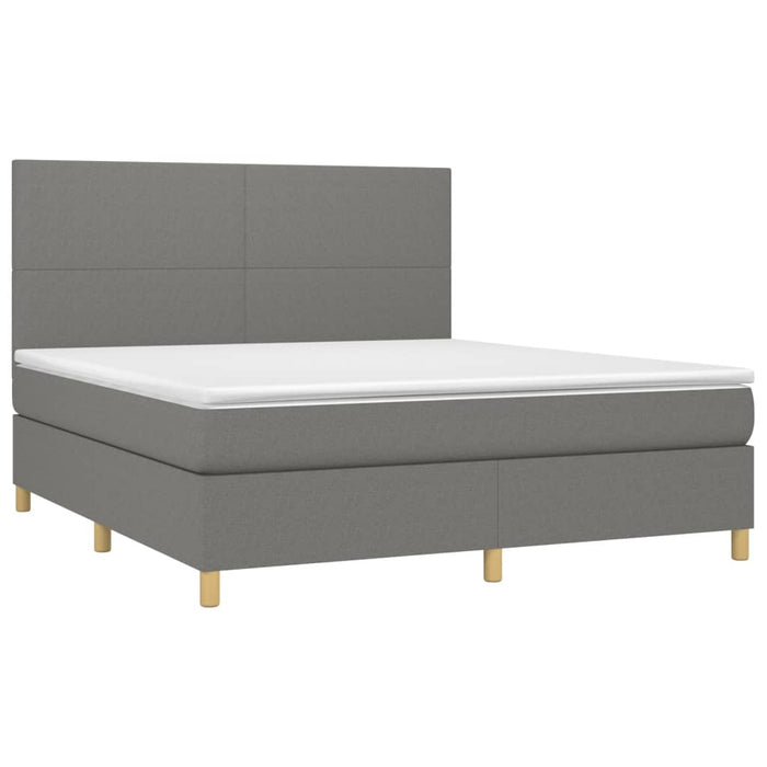 Pat box spring cu saltea, gri închis, 180x200 cm, textil - WALTI WALTI