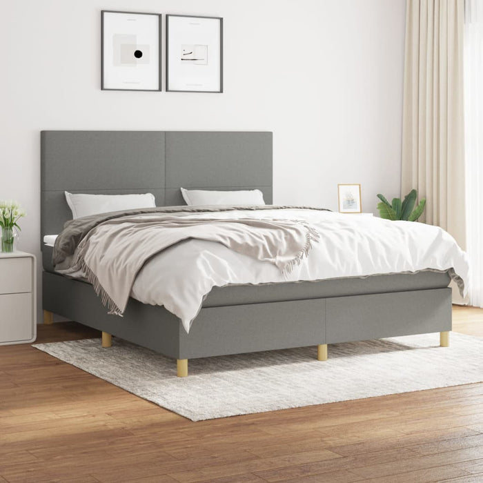 Pat box spring cu saltea, gri închis, 180x200 cm, textil - WALTI WALTI