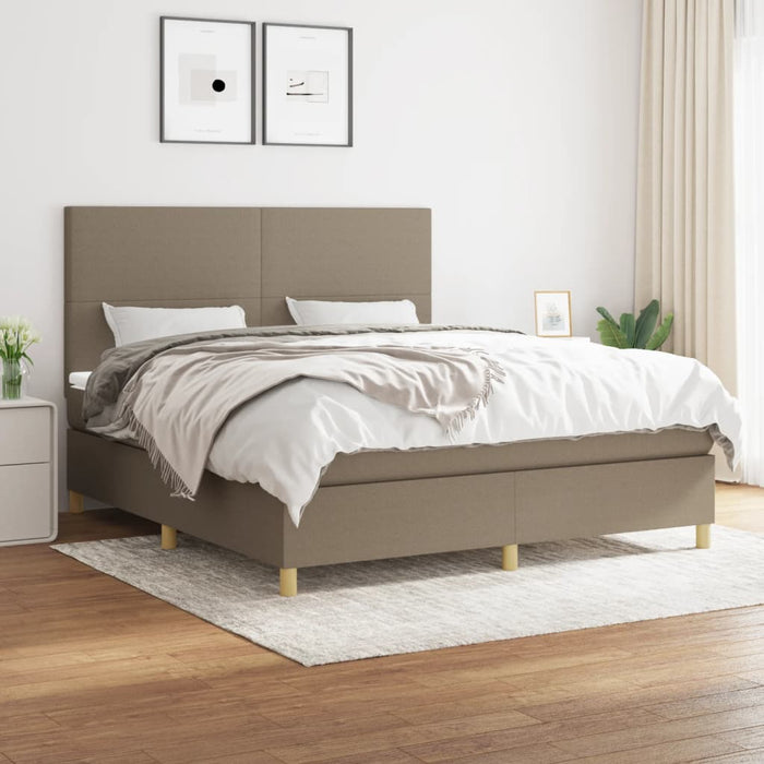 Pat continental cu saltea, gri taupe, 180x200 cm, textil - WALTI WALTI